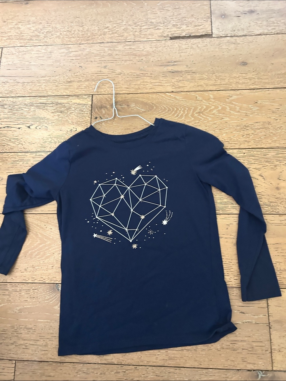 Cat & Jack Navy Long-Sleeve Heart Graphic Tee